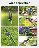 Garden Shears Set: 8.5" Bypass Pruning Shears & 6.5" Straight Trimming Scissors, Ultra-Sharp Garden Scissors with Stainless Steel Blades, Safety Lock, Gardening Gifts for Women Men, 2 Pack by GreenHaven Gardens