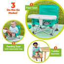 Bright Starts Pop 'N Sit Portable Booster, Indoor/Outdoor Use, Floor Seat with Feeding Tray, Teal, 6 Mos - 3 Yrs by TinyTreasures Baby Boutique