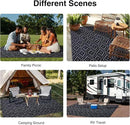 OLANLY Outdoor Rug 5x8 ft Waterproof, Outdoor Plastic Straw Rug with Geometric Pattern Clearance, Reversible RV Mat for Patio, Camping, Balcony, Deck, Backyard, Black & Grey by CozyNest Decor
