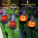 Retisee 2 Pcs Halloween Pumpkin Pathway Solar Lights Orange Jack O Lantern Stake Lights for Outdoor Halloween Decorations Yard Display LED Front Porch Decor(Witch Hat Pumpkin) by GreenHaven Gardens