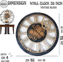 The Gears Clock 36'' Inch Real Moving Gear Wall Clock Vintage Industrial Oversized Rustic Farmhouse (Vintage Black Wood and Bronze) by CozyNest Decor