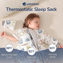 Baby Sleep Sack 3-6 Months, Cotton Detachable Long Sleeve Sleep Sack, 1.0 Tog Toddler Sleeping Sack with Temperature Strips, 2-Way Zipper Wearable Blankets for Newborns, Ocean by TinyTreasures Baby Boutique