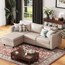 91.5" Faux Leather Modular Sectional Sofa, L Shaped Couch Set for Living Room, 3-Seater Comfy Cloud Couches with Movable Storage Ottoman,DIY Combination - Whitesand by CozyNest Decor
