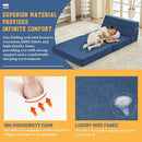 jela Foldable Sofa Bed Soft Foam Convertible Sleeper Chair Luxury Miss Fabric Fold Out Chair Bed Floor Couch with Back Support Floor Sofa for Living Room Bedroom (83"x33",Navy) by CozyNest Decor