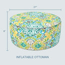 LVTXIII Inflatable Stool Ottoman Footrest with Handle, All Weather Foot Rest, Indoor or Outdoor Use for Home Patio Garden and Camping, D21 x H9, Damask Green by CozyNest Decor