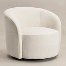KINWELL Sherpa Swivel Barrel Chair & Round Ball Pillow Set - 34" Wide Modern Boucle Accent Chair with 9” Matching Nordic Decorative Throw Pillow for Living Room and Bedroom(Cream) by CozyNest Decor