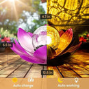 GIGALUMI Solar Light Outdoor Garden Decor, Lotus Flower Light Crackle Globe Glass Lantern Outdoor Table Decor Waterproof for Patio, Lawn, Pathway, Pool, Pond, Christmas Gift (Pink Petal) by GreenHaven Gardens