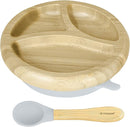 Abiie Octopod Bamboo Dish - Kids Plates for 4 months and up, 3-Compartment Baby Plates with Suction, Round Bamboo Baby Plate, Mess-Free Toddler Suction Plates, Baby Feeding Supplies, 7.5 x 7.5 x 1.9in by TinyTreasures Baby Boutique