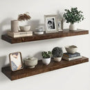 RICHFOCUS Elm Floating Shelves for Wall - 40" W x 9.3" D Rustic Solid Wood Shelves with Invisible Bracket, Wall-Mounted for Living Room, Bedroom, Kitchen Storage & Display, Set of 2, Walnut by CozyNest Decor