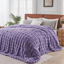 Lotus Karen Faux Fur Throw Blanket Purple - Big Bubble Rabbit Fluff Blanket for Couch Bed Sofa,Softest Fluffy Fuzzy Cozy Blanket,Thick Furry Plush Shaggy Warm Blankets for Women,90x90 Inches by CozyNest Decor