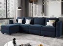 Belffin Modular Sectional Sofa Couch with Reversible Chaise Velvet L Shaped Storage 4-seat Convertible Blue… by CozyNest Decor