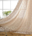 MIUCO Floral Embroidered Semi Sheer Curtains Faux Linen Grommet Curtains for Kitchen 52 x 84 Inch 2 Panels, Linen by CozyNest Decor