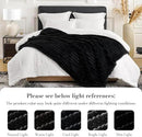 Amélie Home Faux Fur Throw Blanket for Couch, Cozy Fuzzy Fluffy Fur Luxurious Soft Striped Plush Gift Blankets for Family Sofa Chair Bed Living Room Bedroom, 55"x70", Black by CozyNest Decor