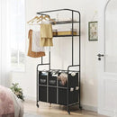 Laundry Sorter 3 Section,Laundry Hamper Cart with Hanging Rack & Removable Bags,Heavy Duty Laundry Basket with Wheels & 2 Tier Shelf,Space-Saving Laundry Basket Organizer for Laundry Room by CozyNest Decor