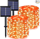 JMEXSUSS 2 Pack Orange Solar Halloween Lights, 66ft 200 LED Solar Fairy Lights Outdoor, Waterproof Solar String Lights for Tree Patio Garden Halloween Thanksgiving Decorations by GreenHaven Gardens