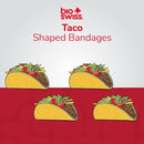 BioSwiss Bandages, Taco Shaped Self Adhesive Bandage, Latex Free Sterile Wound Care, Fun First Aid Kit Supplies for Kids, 24 Count by TinyTreasures Baby Boutique