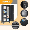 61" H Metal Storage Cabinet, Utility Cabinets with Locking Doors, Laundry Cabinet with Hanging Rod, Garage Tool Storage Cabinets for Home Office, Garage, Bathroom (Black) by CozyNest Decor