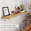 Floating Shelves 55 Inch Long, 55"W x 9"D Wall Shelf Invisible Bracket, 9 Inch Deep Floating Shelf for Wall, Rustic Wooden Shelves for Living Room, Kitchem, Bedroom, Oak Color, Set of 1 by CozyNest Decor
