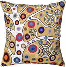 Decorative Pillow Cover Tree of Life Yellow Gold Pillows Botanical Yellows Throw Pillowcase for Couch | Mid Century Pillows for Sofa | Hand Embroidered Cushions Wool 18x18 by CozyNest Decor