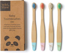 Wild & Stone Organic Baby Bamboo Toothbrushes | 4 Pack | Soft Bristles | 100% Compostable Handle | BPA Free | Vegan Baby Toothbrushes (Multicolour) by TinyTreasures Baby Boutique