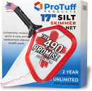 ProTuff 17" Silt Net Pool Skimmer – 2 Year Unconditional Free Replacement – Durable Fine Mesh Net for Silt & Debris – Heavy-Duty Aluminum Frame, Deep Bag for Easy Cleaning by GreenHaven Gardens