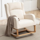 Rocking Chair Nursery, Nursing Rocking Chairs for Mom Nursery, Comfy Wingback Glider Rocking Armchair with Foot Rest and Side Pocket for Nursery Living Room Bedroom, Beige by TinyTreasures Baby Boutique