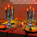 TURNMEON 2 PCS Skull Halloween Candles Lamp,Halloween Decorations Indoor 3-Candles Candelabra LED Lights Battery Operated Candles Holder, Halloween Decor for Home Table Party Room Scary Haunted House by CozyNest Decor