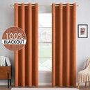 MIULEE Linen Curtains for Bedroom 100% Blackout Thermal Insulated Orange Grommet Room Darkening Curtains & Drapes Fall Decor for Living Room Nursery 52 x 90 Inch (2 Panels) by TinyTreasures Baby Boutique