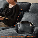 113" Oversized Cloud Couch, U Shape Sectional 4 Seat Sofa with Double Chaises, 2 Layer Cusions, Deep Seat Comfy Sofa, Upholstery Chenille Fabric for Living Room, Dark Grey by CozyNest Decor