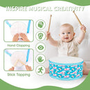 Kids Drum Set with Adjustable Strap: Toddler Musical Instrument for Ages 3-5, Wearable Drum Kit with Drumsticks, Educational Percussion Toy for Rhythm Music Development (Blue) by TinyTreasures Baby Boutique