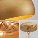 WUZUPS Chandelier Rustic Farmhouse Industrial Round Ceiling Pendant LED Light Fixture with Open Bottom Drum Shade, H 15.7" x W 13.4", Antique Gold by CozyNest Decor