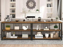 FOLUBAN Industrial Console Table, 3 Tier Entryway Table, Sofa Foyer Table for Living Room Hallway Behind Couch, Rustic Brown by CozyNest Decor