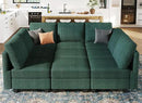 Belffin Corduroy Modular Sectional Sofa 9 Seat Convertible Sectional Sleeper Sofa Bed with Storage Ottomans Modular Sectional Couch Bed for Living Room Green by CozyNest Decor