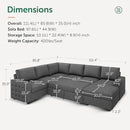 HONBAY Sectional Sleeper Sofa with Pull Out Bed U-Shape Sectional Couch Sleeper Bed with Storage Chaise 6 Seater, Light Grey by CozyNest Decor