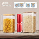 Extra Large Square Glass Flour & Sugar Storage Containers with Airtight Lids, 168oz & 84oz - 2 Pack Glass Jars with Bamboo Lids, Air tight Pantry Food Storage Containers for Cereal, Pasta, Rice by CozyNest Decor