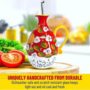 Hand-Painted Ceramic Olive Oil Dispenser Bottle – 40oz Decorative Stoneware Cruet with Stainless Steel Pour Spout – Elegant Kitchen Oil & Vinegar Container, Ideal for Coffee Syrups & More by CozyNest Decor