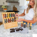 Extra Sturdy 3-Tier Bamboo Spice Rack – 12" W x 10" D x 13" H – Foldable Non-Slip Wooden Spice Organizer for Countertop, Cabinet & Drawer – Includes Labels, Funnel & Hooks – Spice Jars NOT Included by CozyNest Decor