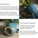Ceramic Vase Set of 2, Blue Glazed Small Pottery Vases with Handles, Decorative Clay Vase Modern Farmhouse Decor, Centerpiece Dining Table Decorations Porcelain by GreenHaven Gardens