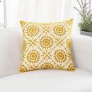 HWY 50 Mustard Yellow Decorative Throw Pillow Covers 18x18 Inch, Pack of 2 Embroidered Cotton Farmhouse Cushion Cover Pillow Case for Sofa Couch Living Room Bed Bedroon, Little Sunflower Design by CozyNest Decor
