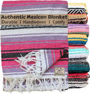 Del Mex Classic Mexican Blanket, Large Authentic Woven Falsa Throw (70"x50"), Artisan Southwest Décor for Beach, Yoga, Outdoors (Pink/Purple) by CozyNest Decor