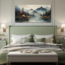 Rustic Wall Art for Living Room Large Size Teal Mountain Tree Landscape Canvas Wall Art for Bedroom Office Decor 29 x 59 Inch by CozyNest Decor