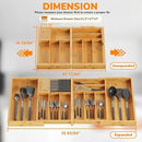 BAMEOS Expandable Silverware Drawer Organizer with Removable Knife Blocks, Bamboo Kitchen Utensil Holder from 21" to 36", Large Cutlery Tray with Divider for Forks, Spoons, Knives by CozyNest Decor