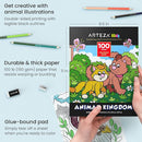 ARTEZA Kids Coloring Book and Colored Pencils Kit, Animal Kingdom Illustrations, 50 Double-Sided Sheets, 100lb Paper by TinyTreasures Baby Boutique