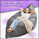 Hobestluk 3 in 1 Bean Bag Chair Giant Bean Bag Chairs for Adults with Velvet Cover Convertible Bean Bag Floor Cushion with Machine Washable Cover for Living Room (Velvet Grey) by CozyNest Decor