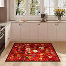 Door Mat Indoor Entrance 2x3 Rug Machine Washable Boho Floral Small Area Rug Non-Slip Low Pile Throw Rugs for Entryway, Kitchen, Front Door Indoor Entrance, Entry, Kids Room (Red) by CozyNest Decor
