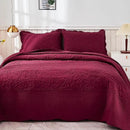 MarCielo 3-Piece 100% Cotton Oversized Bedspread Lightweight Quilt Coverlet Embroidery Farmhouse Bedding Set T0 (Wine Burgundy, Oversized King (118"x106")) by CozyNest Decor
