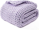 YnM Chunky Throw Blanket, Medium-Weight, Hand Knitted, Skin Friendly, Ventilated and Breathable, Machine Washable, Home Décor Piece for Couch, Sofa and Bed (Iris Lavender, 40x50 Inch) by CozyNest Decor