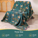 Boho Throw Blanket for Bed Couch 100% Cotton Woven Bed Throws for All Season Lightweight and Soft Cozy Farmhouse Reversible Muslin Decorative Blanket for Travel Picnic, Teal/Cream, 91''x98'' by CozyNest Decor