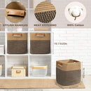 danpinera 3-Pack Cotton Rope Baskets for Storage, 11"x11" Cube Storage Cubes Store Toys, Towel, Snack, Storage Bins with Reinforced Stitching & Practical Handles, Black & Brown by TinyTreasures Baby Boutique