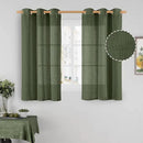 LAMIT Semi Sheer Linen Curtains 48 Inch Length, Light Filtering Panels Bronze Grommet Boho Neutral Christams Window Drapes for Kitchen/Short Windows/Cafe, Olive Green, 34 x 48 Inch, 2 Panels by CozyNest Decor